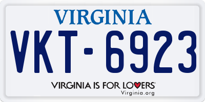 VA license plate VKT6923