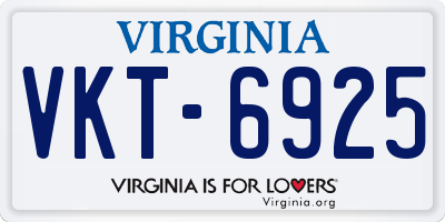 VA license plate VKT6925