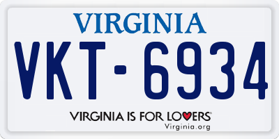 VA license plate VKT6934