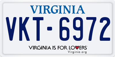 VA license plate VKT6972