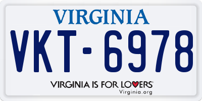 VA license plate VKT6978