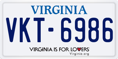 VA license plate VKT6986