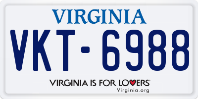 VA license plate VKT6988