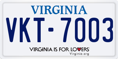 VA license plate VKT7003