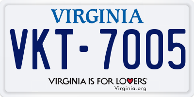 VA license plate VKT7005