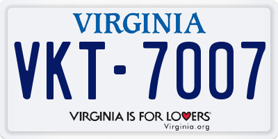 VA license plate VKT7007