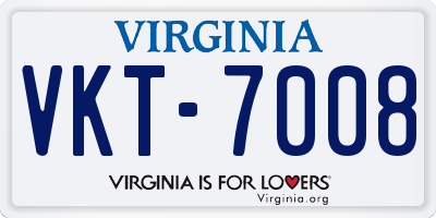 VA license plate VKT7008