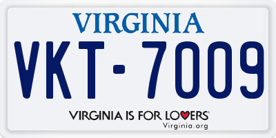 VA license plate VKT7009