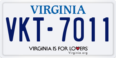 VA license plate VKT7011