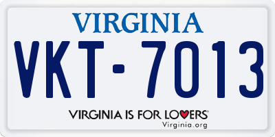 VA license plate VKT7013