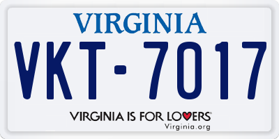 VA license plate VKT7017