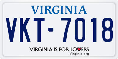 VA license plate VKT7018