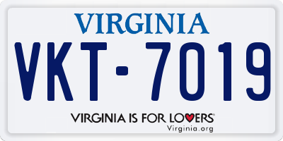 VA license plate VKT7019