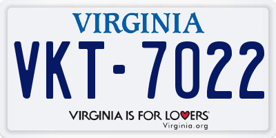 VA license plate VKT7022