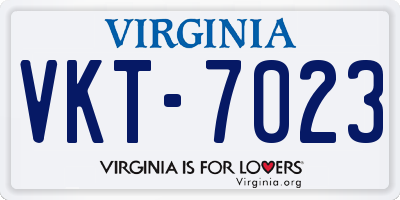 VA license plate VKT7023