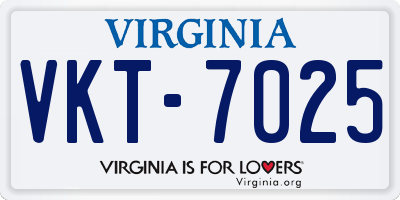 VA license plate VKT7025