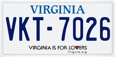 VA license plate VKT7026