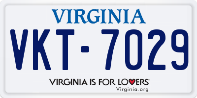 VA license plate VKT7029