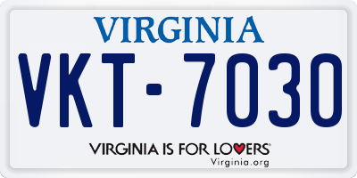 VA license plate VKT7030