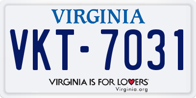 VA license plate VKT7031