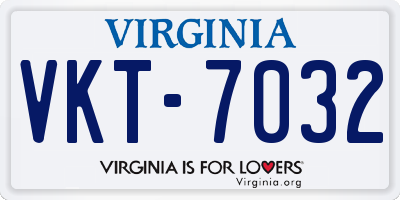 VA license plate VKT7032