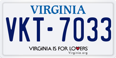 VA license plate VKT7033