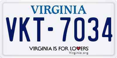 VA license plate VKT7034