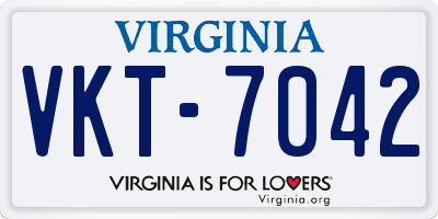 VA license plate VKT7042