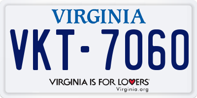 VA license plate VKT7060