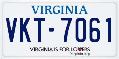 VA license plate VKT7061