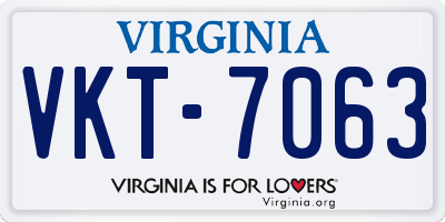 VA license plate VKT7063