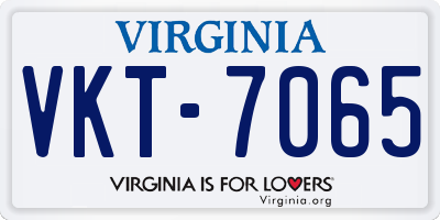 VA license plate VKT7065