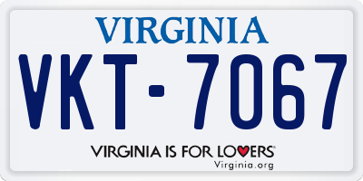 VA license plate VKT7067