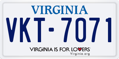 VA license plate VKT7071