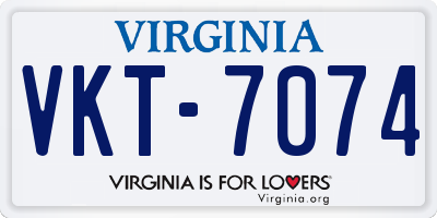 VA license plate VKT7074