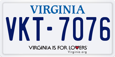 VA license plate VKT7076