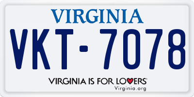 VA license plate VKT7078