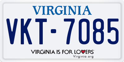 VA license plate VKT7085