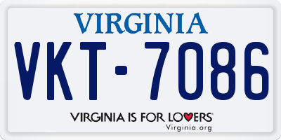 VA license plate VKT7086