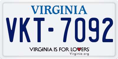 VA license plate VKT7092