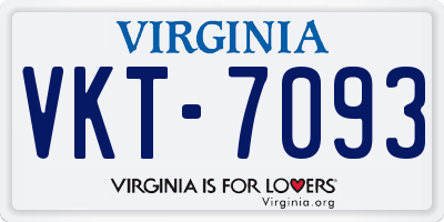 VA license plate VKT7093