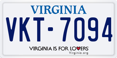 VA license plate VKT7094