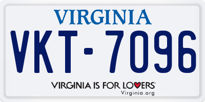 VA license plate VKT7096