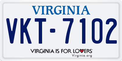 VA license plate VKT7102