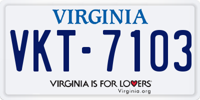 VA license plate VKT7103