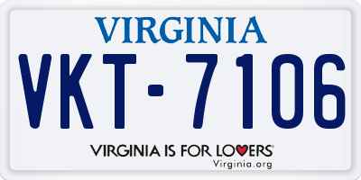 VA license plate VKT7106