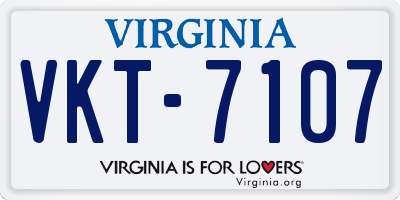 VA license plate VKT7107