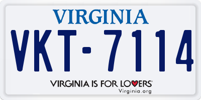 VA license plate VKT7114