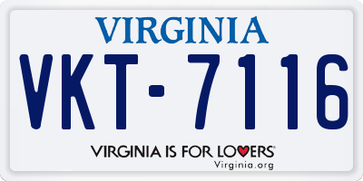 VA license plate VKT7116