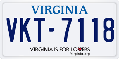 VA license plate VKT7118